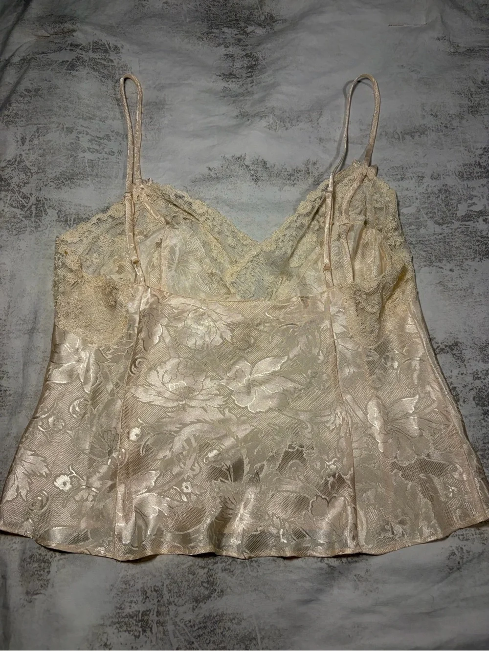 Vintage Victoria’s Secret Ivory Floral Jacquard Cami & Tap Panty Set